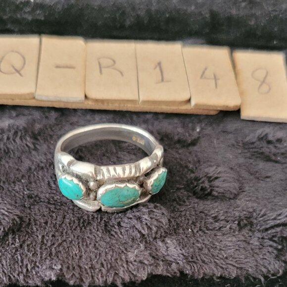 COPY - Sterling Silver 3 Turquoise Stones Band Ring size  10.5  Item # Q148 - Picture 1 of 9